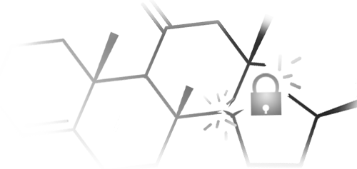 broken molecule with padlock