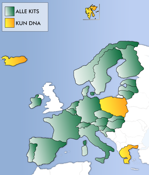Kart over EU og EFTA